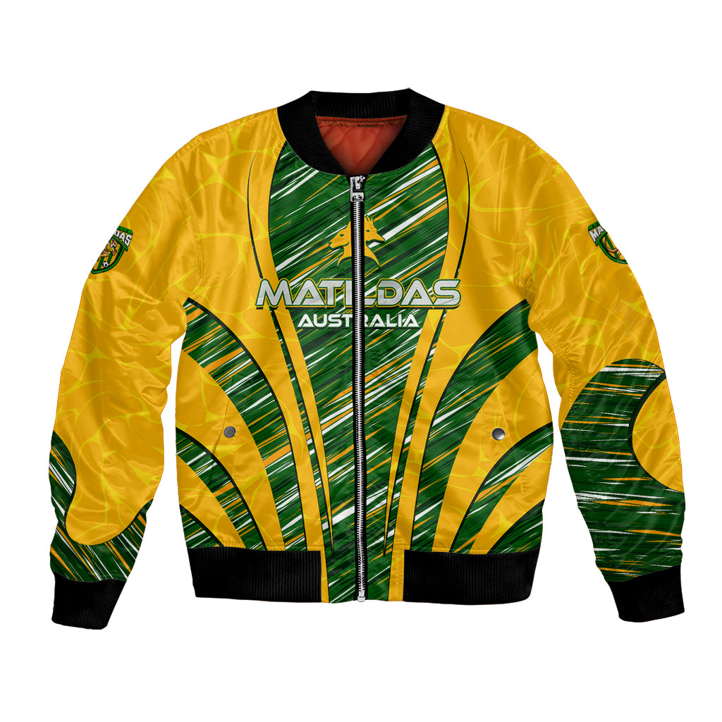 Personalised Australia Matildas Bomber Jacket Abstract Line