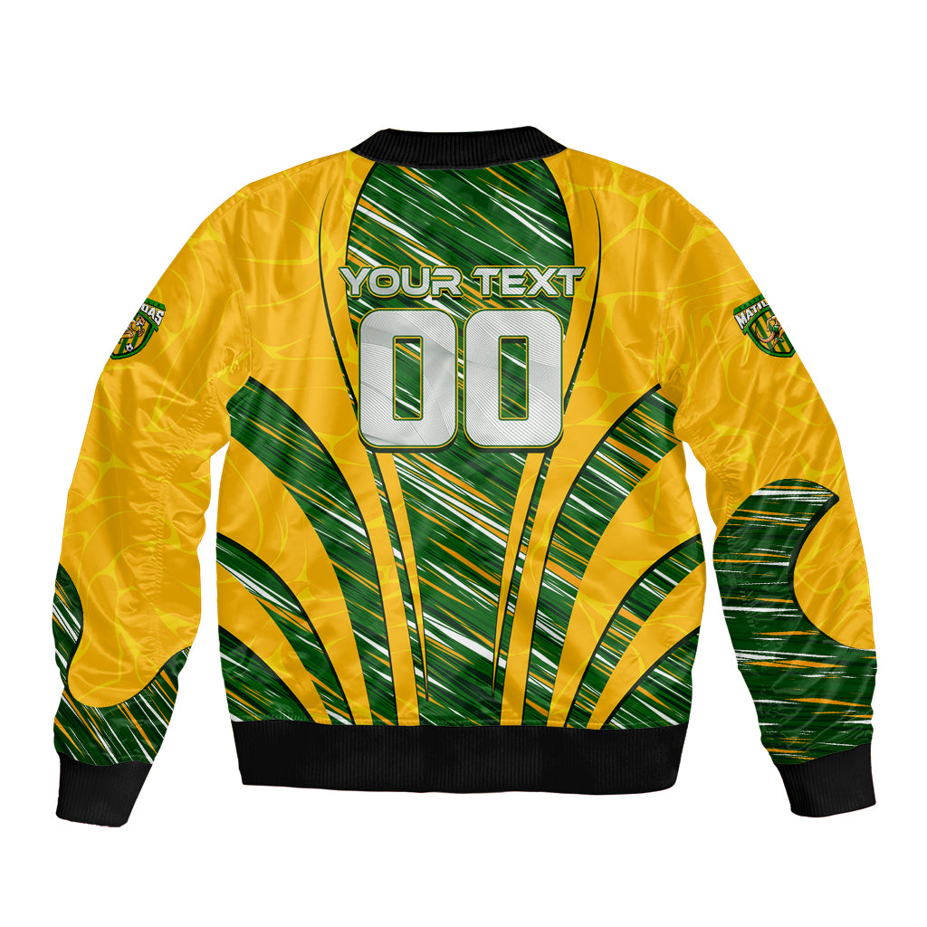 Personalised Australia Matildas Bomber Jacket Abstract Line