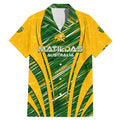 Personalised Australia Matildas Family Matching Mermaid Dress and Hawaiian Shirt Abstract Line