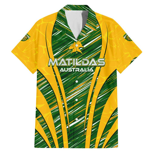 Personalised Australia Matildas Family Matching Mermaid Dress and Hawaiian Shirt Abstract Line