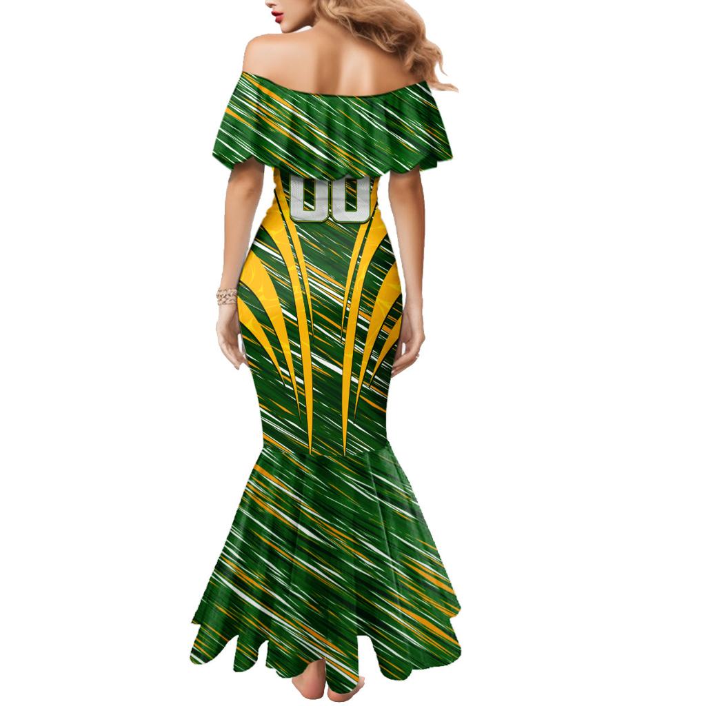 Personalised Australia Matildas Family Matching Mermaid Dress and Hawaiian Shirt Abstract Line