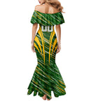 Personalised Australia Matildas Family Matching Mermaid Dress and Hawaiian Shirt Abstract Line