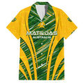 Personalised Australia Matildas Family Matching Off Shoulder Maxi Dress and Hawaiian Shirt Abstract Line