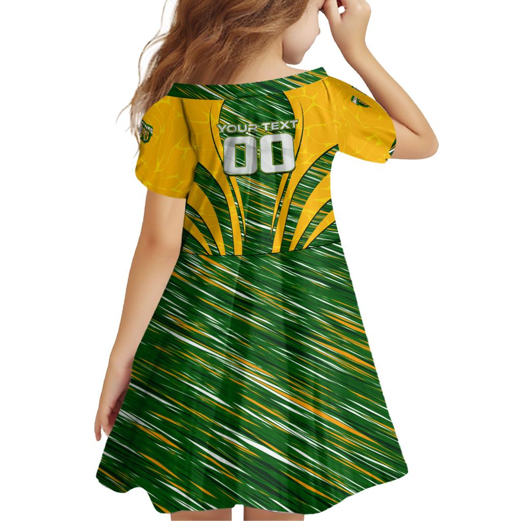 Personalised Australia Matildas Family Matching Off Shoulder Short Dress and Hawaiian Shirt Abstract Line