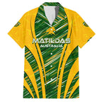 Personalised Australia Matildas Family Matching Short Sleeve Bodycon Dress and Hawaiian Shirt Abstract Line