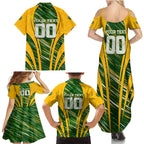 Personalised Australia Matildas Family Matching Summer Maxi Dress and Hawaiian Shirt Abstract Line