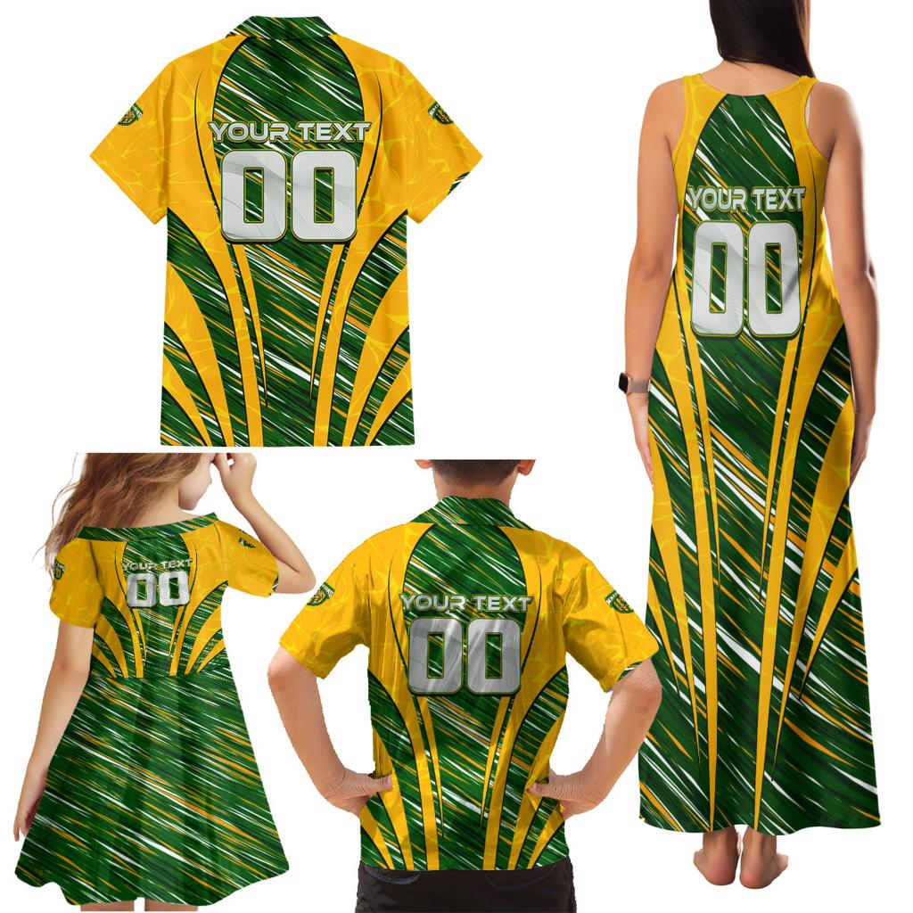 Personalised Australia Matildas Family Matching Tank Maxi Dress and Hawaiian Shirt Abstract Line