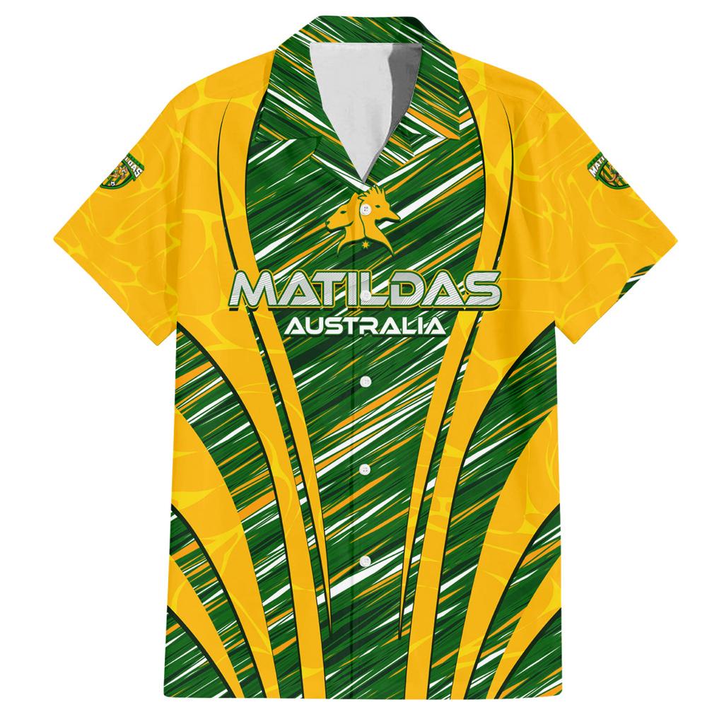 Personalised Australia Matildas Family Matching Tank Maxi Dress and Hawaiian Shirt Abstract Line