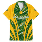 Personalised Australia Matildas Family Matching Tank Maxi Dress and Hawaiian Shirt Abstract Line