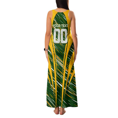 Personalised Australia Matildas Family Matching Tank Maxi Dress and Hawaiian Shirt Abstract Line
