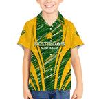 Personalised Australia Matildas Kid Hawaiian Shirt Abstract Line