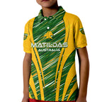 Personalised Australia Matildas Kid Polo Shirt Abstract Line