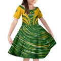 Personalised Australia Matildas Kid Short Sleeve Dress Abstract Line