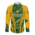 Personalised Australia Matildas Long Sleeve Button Shirt Abstract Line