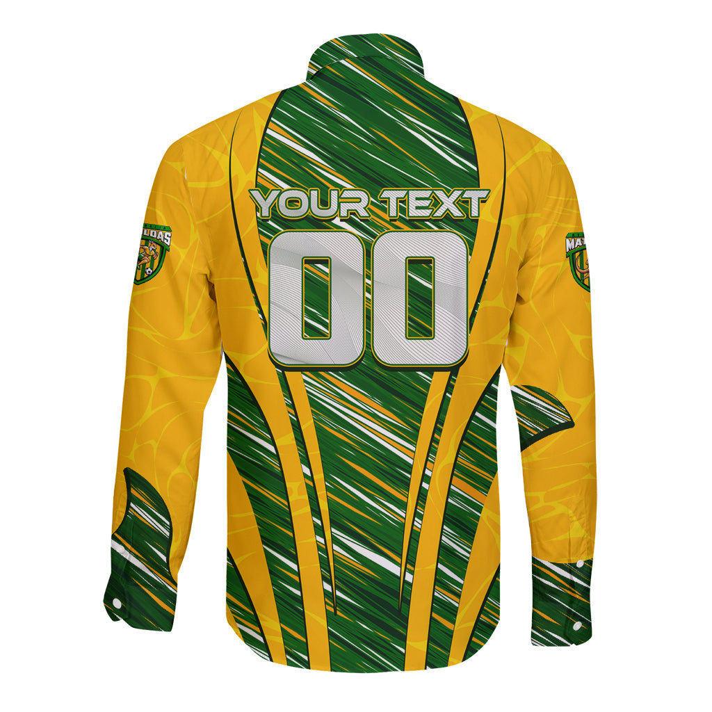 Personalised Australia Matildas Long Sleeve Button Shirt Abstract Line