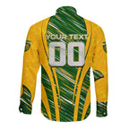 Personalised Australia Matildas Long Sleeve Button Shirt Abstract Line