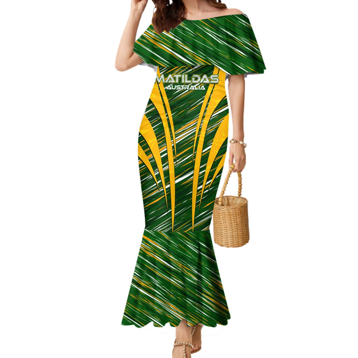 Personalised Australia Matildas Mermaid Dress Abstract Line