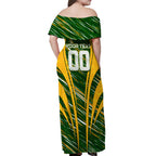 Personalised Australia Matildas Off Shoulder Maxi Dress Abstract Line