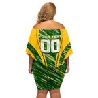 Personalised Australia Matildas Off Shoulder Short Dress Abstract Line