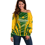 Personalised Australia Matildas Off Shoulder Sweater Abstract Line