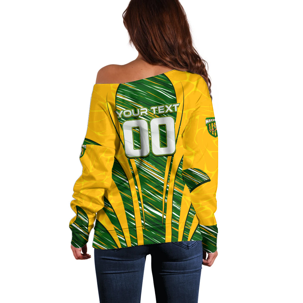 Personalised Australia Matildas Off Shoulder Sweater Abstract Line