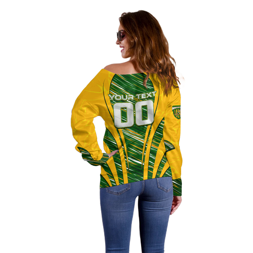 Personalised Australia Matildas Off Shoulder Sweater Abstract Line