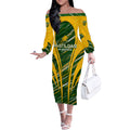 Personalised Australia Matildas Off The Shoulder Long Sleeve Dress Abstract Line