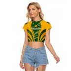 Personalised Australia Matildas Raglan Cropped T Shirt Abstract Line