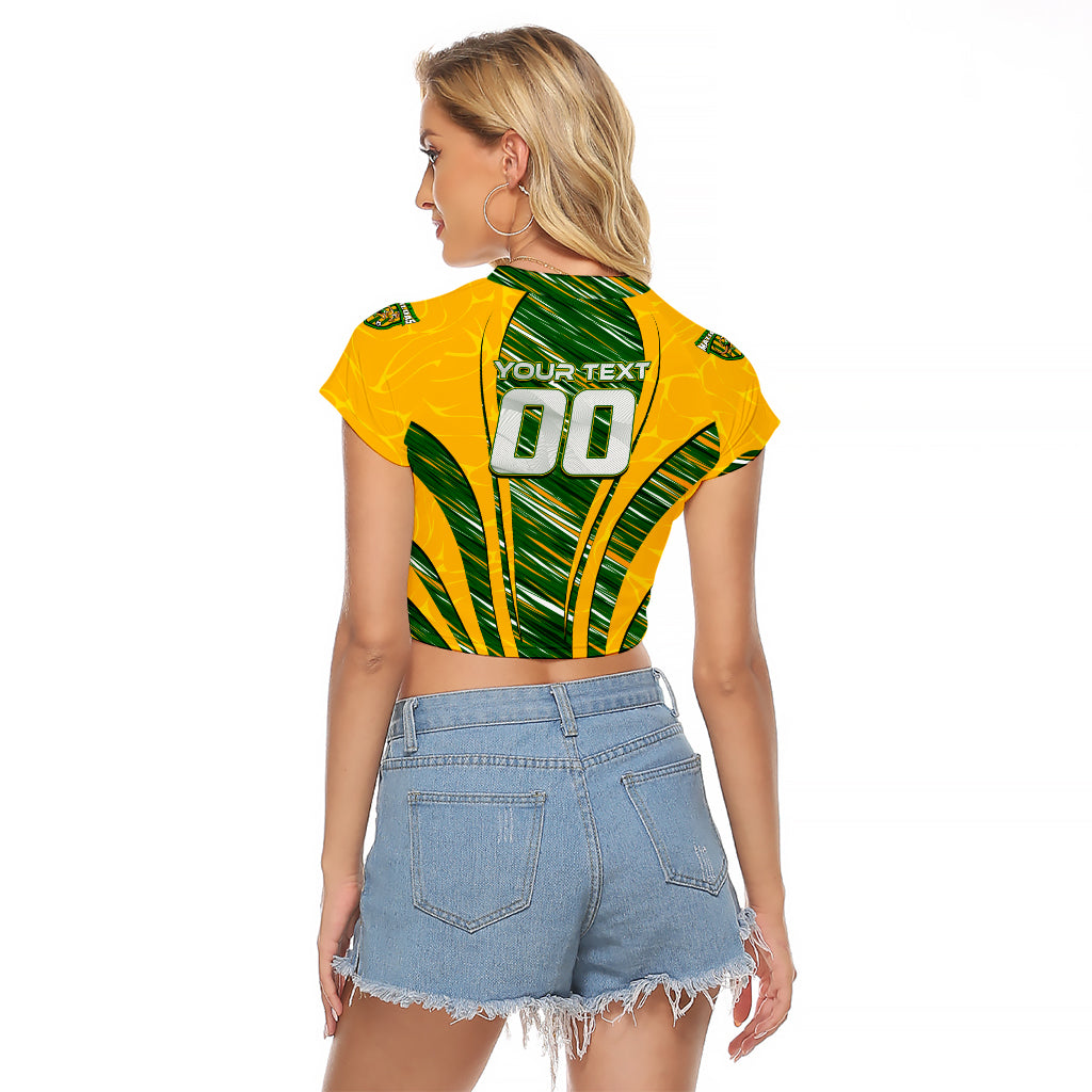 Personalised Australia Matildas Raglan Cropped T Shirt Abstract Line