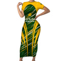 Personalised Australia Matildas Short Sleeve Bodycon Dress Abstract Line