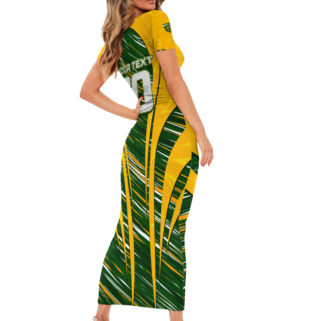 Personalised Australia Matildas Short Sleeve Bodycon Dress Abstract Line