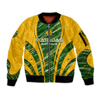 Personalised Australia Matildas Sleeve Zip Bomber Jacket Abstract Line