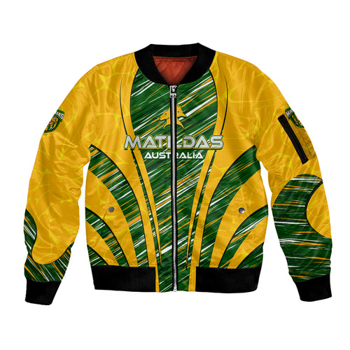 Personalised Australia Matildas Sleeve Zip Bomber Jacket Abstract Line