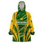 Personalised Australia Matildas Wearable Blanket Hoodie Abstract Line
