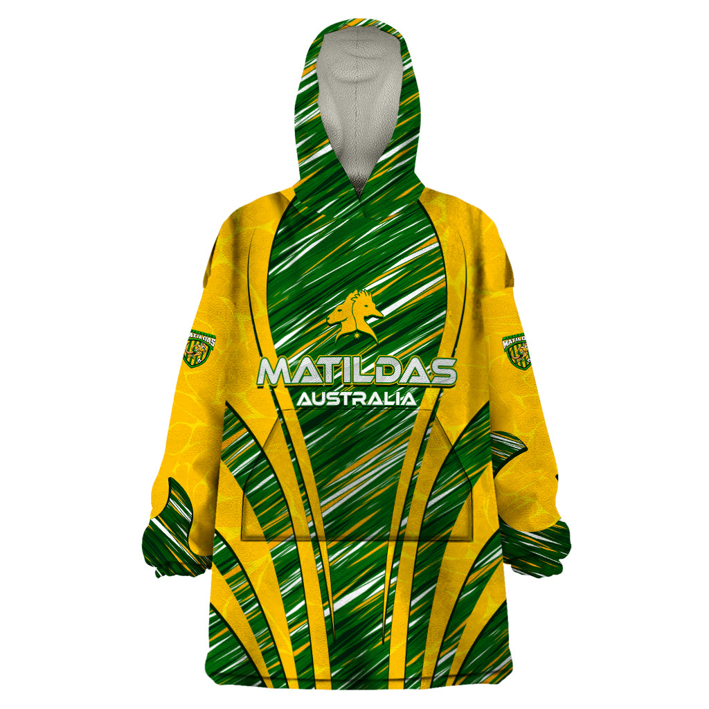 Personalised Australia Matildas Wearable Blanket Hoodie Abstract Line