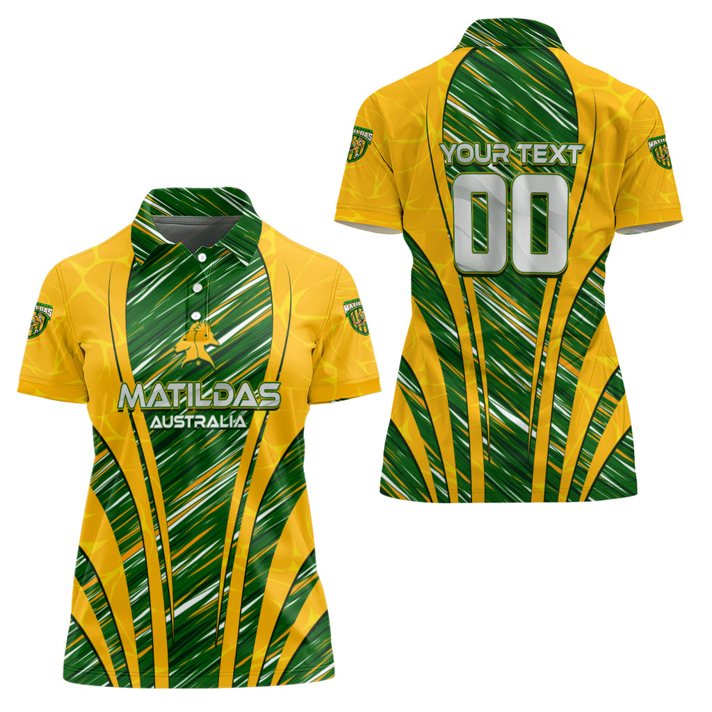 Personalised Australia Matildas Women Polo Shirt Abstract Line
