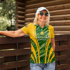 Personalised Australia Matildas Women Polo Shirt Abstract Line
