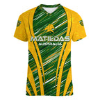 Personalised Australia Matildas Women V-Neck T-Shirt Abstract Line
