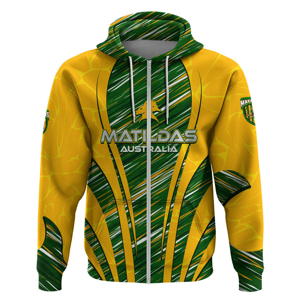 Personalised Australia Matildas Zip Hoodie Abstract Line