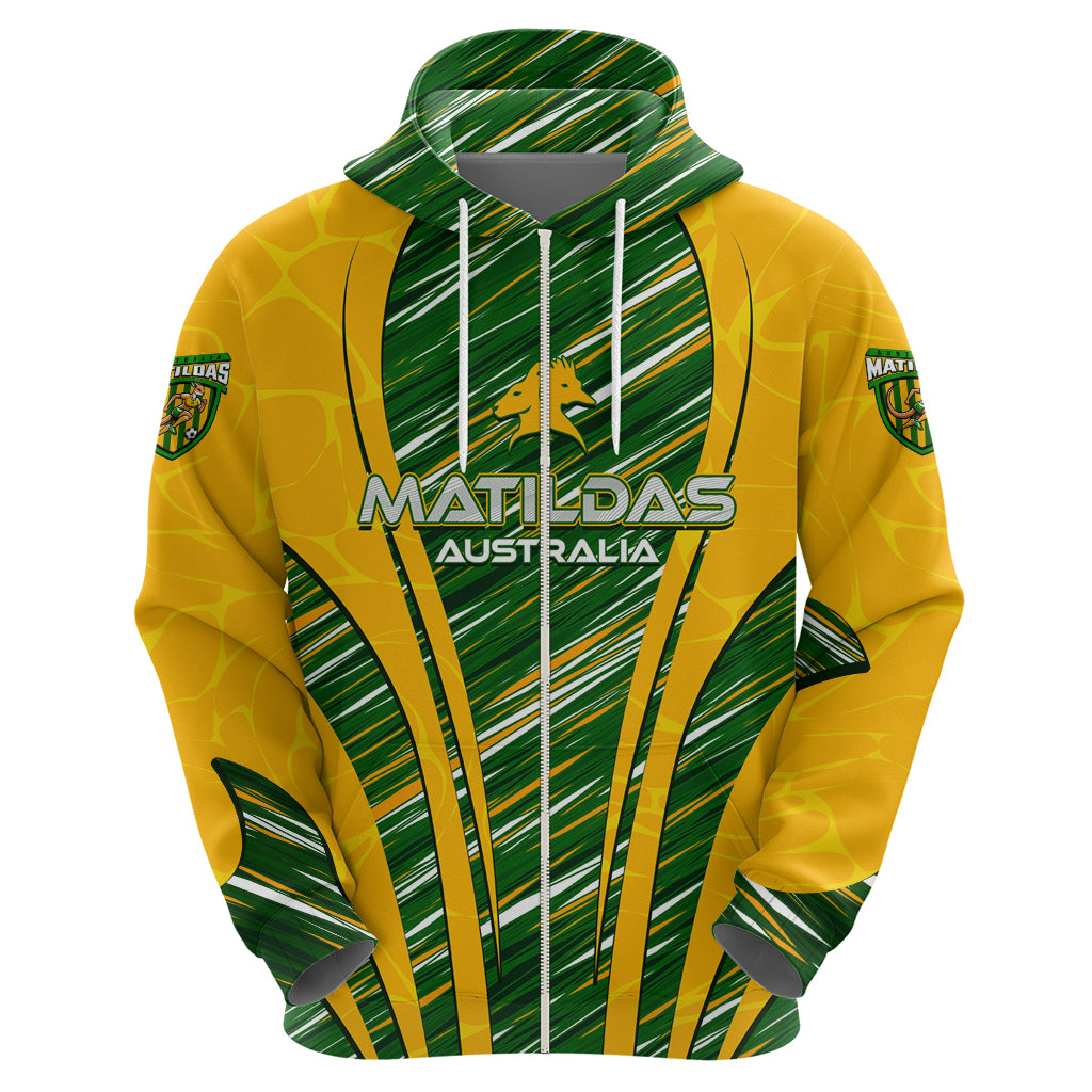 Personalised Australia Matildas Zip Hoodie Abstract Line