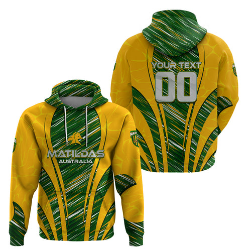 Personalised Australia Matildas Zip Hoodie Abstract Line