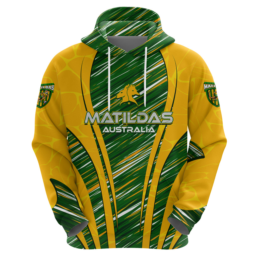 Personalised Australia Matildas Zip Hoodie Abstract Line