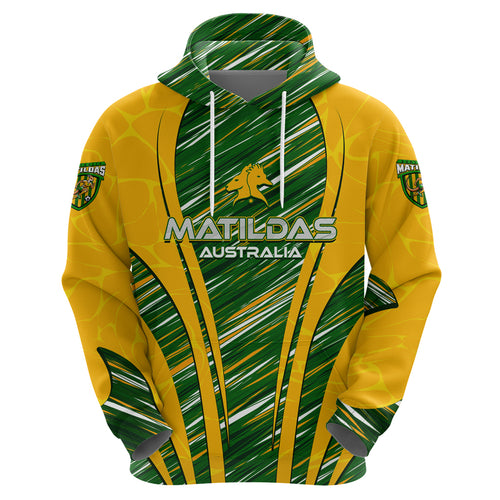 Personalised Australia Matildas Zip Hoodie Abstract Line