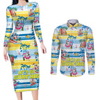 surfing-christmas-couples-matching-long-sleeve-bodycon-dress-and-long-sleeve-button-shirt-tropical-santa-lets-go-surfing