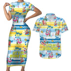 surfing-christmas-couples-matching-short-sleeve-bodycon-dress-and-hawaiian-shirt-tropical-santa-lets-go-surfing