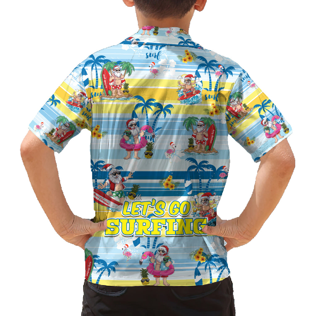surfing-christmas-family-matching-long-sleeve-bodycon-dress-and-hawaiian-shirt-tropical-santa-lets-go-surfing