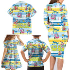 surfing-christmas-family-matching-long-sleeve-bodycon-dress-and-hawaiian-shirt-tropical-santa-lets-go-surfing