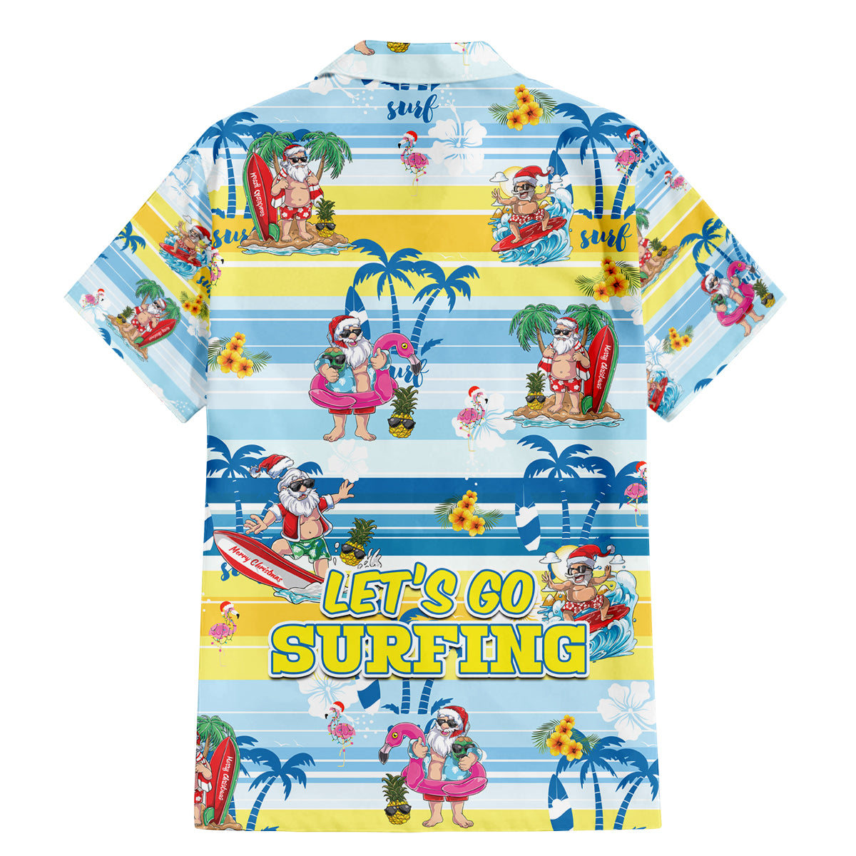 surfing-christmas-family-matching-mermaid-dress-and-hawaiian-shirt-tropical-santa-lets-go-surfing