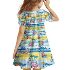 surfing-christmas-family-matching-off-shoulder-long-sleeve-dress-and-hawaiian-shirt-tropical-santa-lets-go-surfing