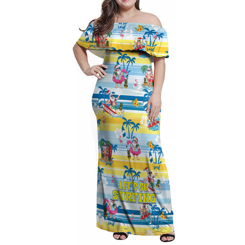 surfing-christmas-family-matching-off-shoulder-maxi-dress-and-hawaiian-shirt-tropical-santa-lets-go-surfing